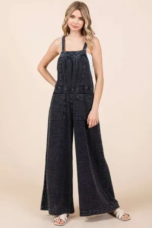 Hazel Blues® |  Mittoshop Textured Wide Leg Overalls