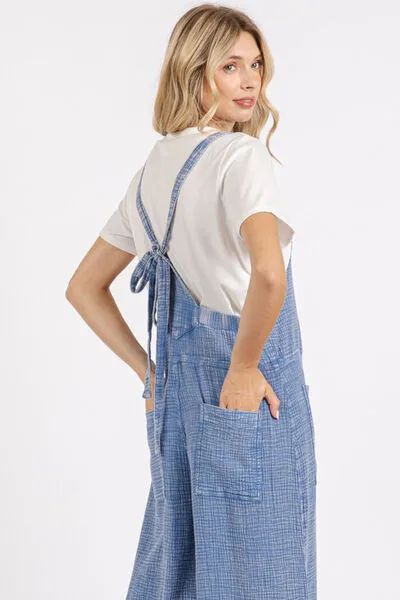 Hazel Blues® |  Mittoshop Textured Wide Leg Overalls