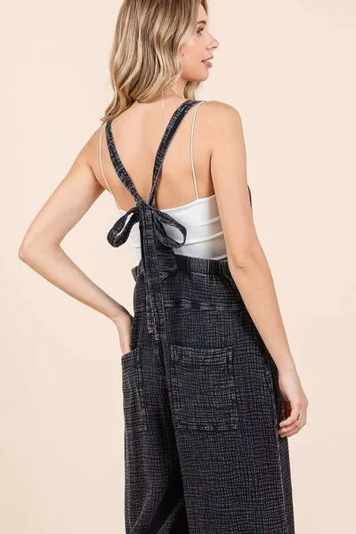 Hazel Blues® |  Mittoshop Textured Wide Leg Overalls