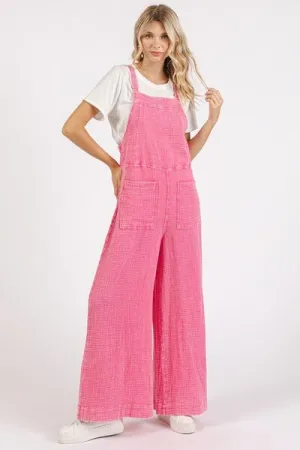 Hazel Blues® |  Mittoshop Textured Wide Leg Overalls