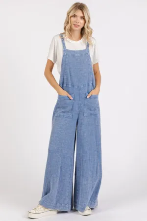 Hazel Blues® |  Mittoshop Textured Wide Leg Overalls