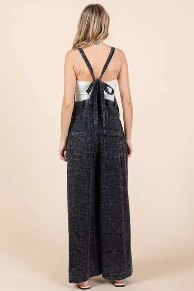 Hazel Blues® |  Mittoshop Textured Wide Leg Overalls
