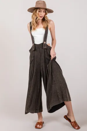 Hazel Blues® |  SAGE   FIG Wide Strap Wide Leg Overalls