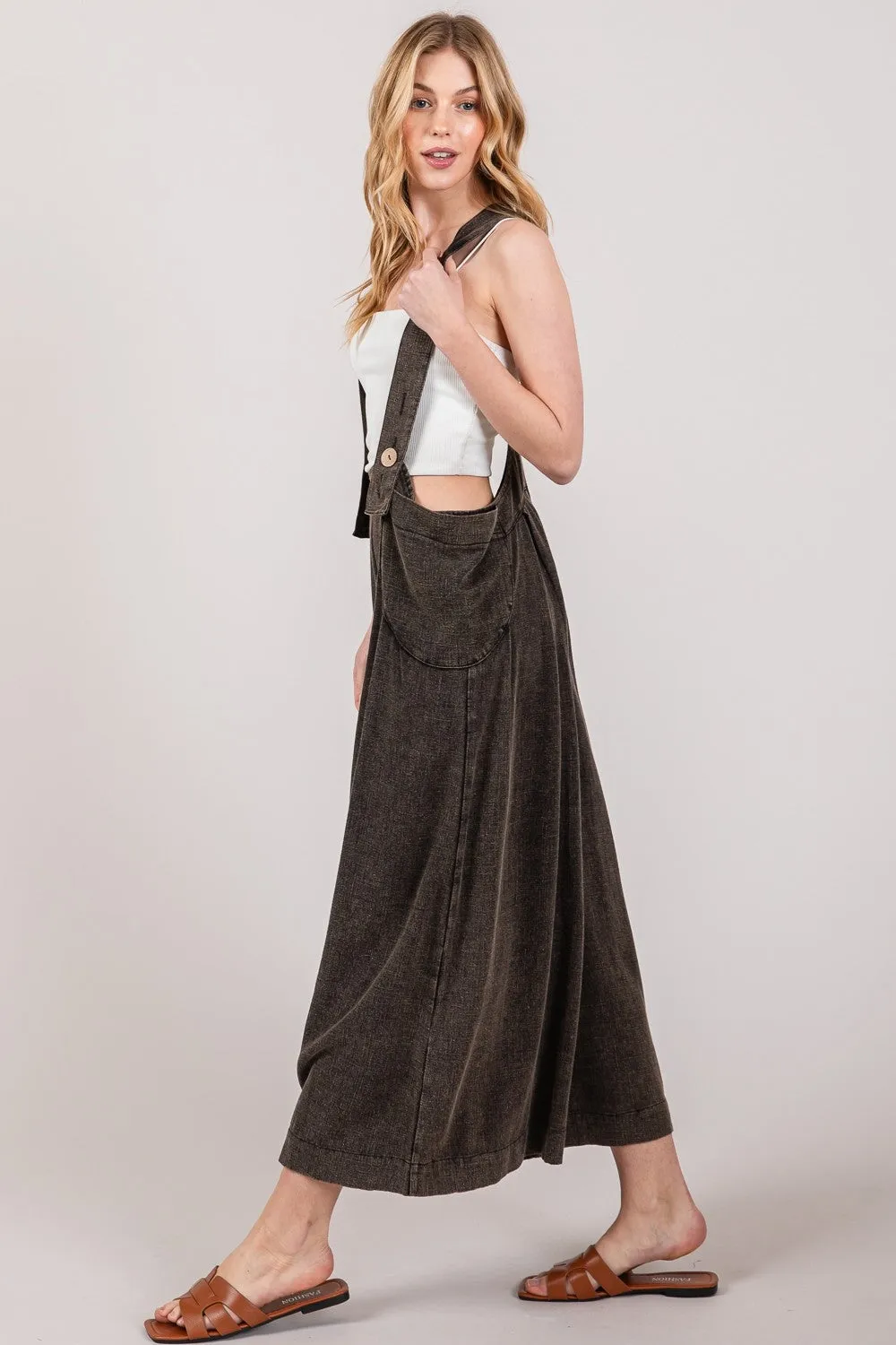 Hazel Blues® |  SAGE   FIG Wide Strap Wide Leg Overalls