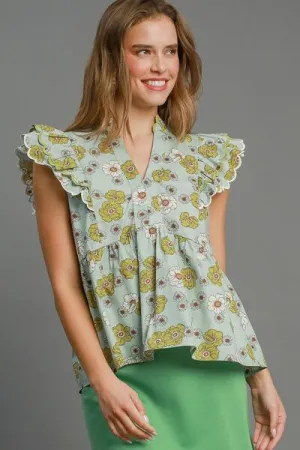 Hazel Blues® | Umgee Floral Print Peplum Top