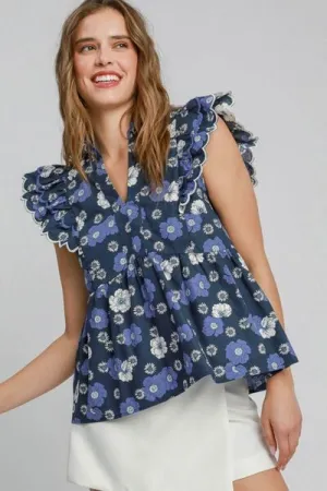 Hazel Blues® | Umgee Floral Print Peplum Top