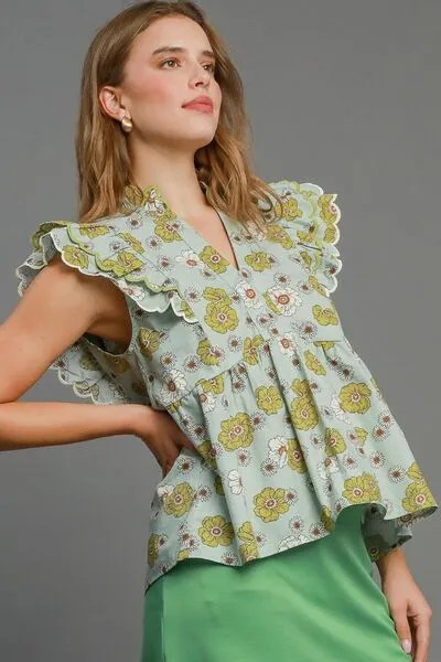 Hazel Blues® | Umgee Floral Print Peplum Top