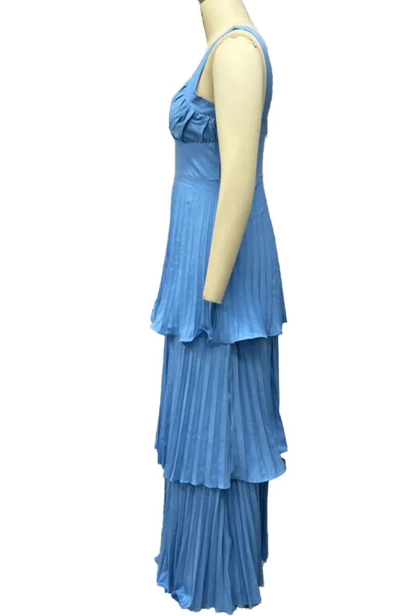 HBZ1231 Layered Pleated Chiffon Maxi Dress