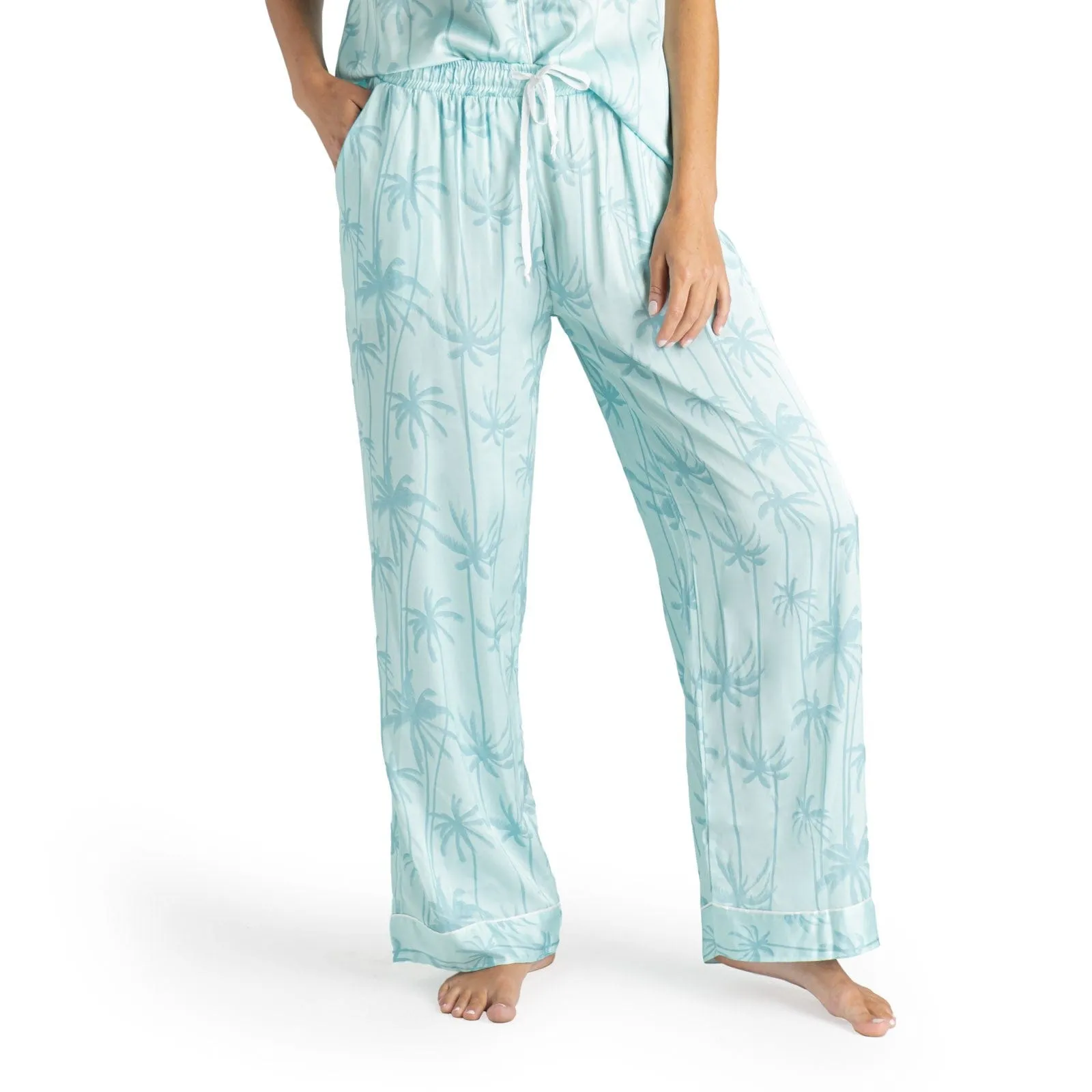Hello Mello Satin Pajama Pants-Leaf Me Alone