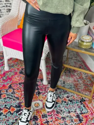 High Rise Faux Leather Leggings "Black"
