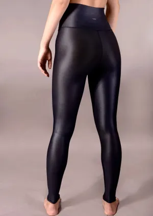 High-rise liquid leggings in black
