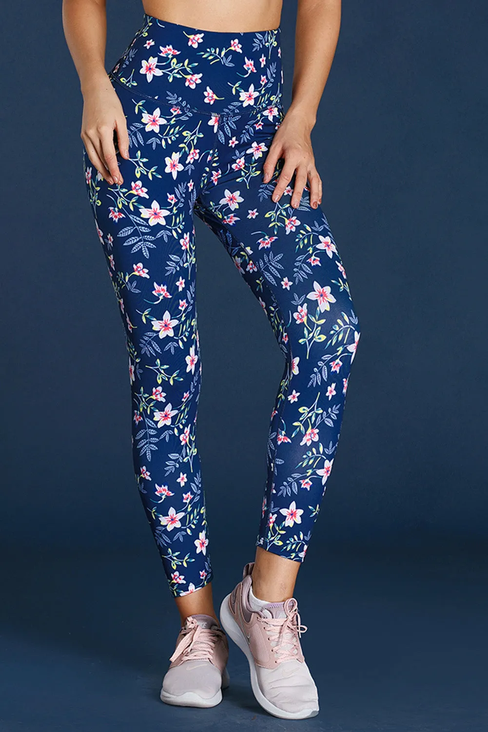 High Waist Floral Print Compression Womens Leggings