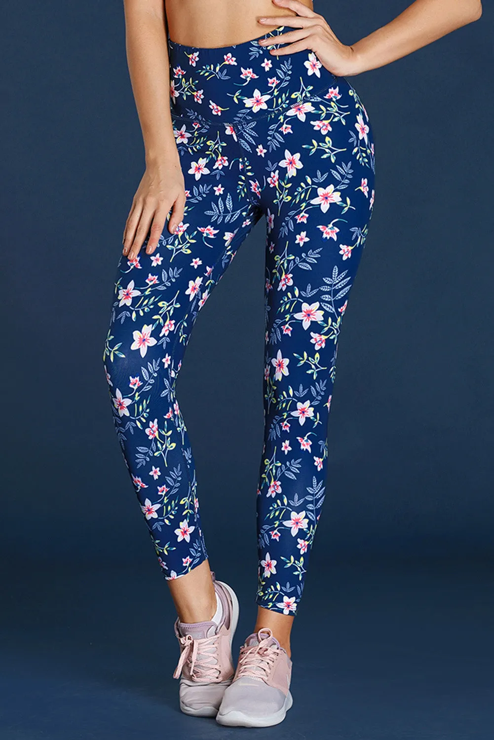 High Waist Floral Print Compression Womens Leggings