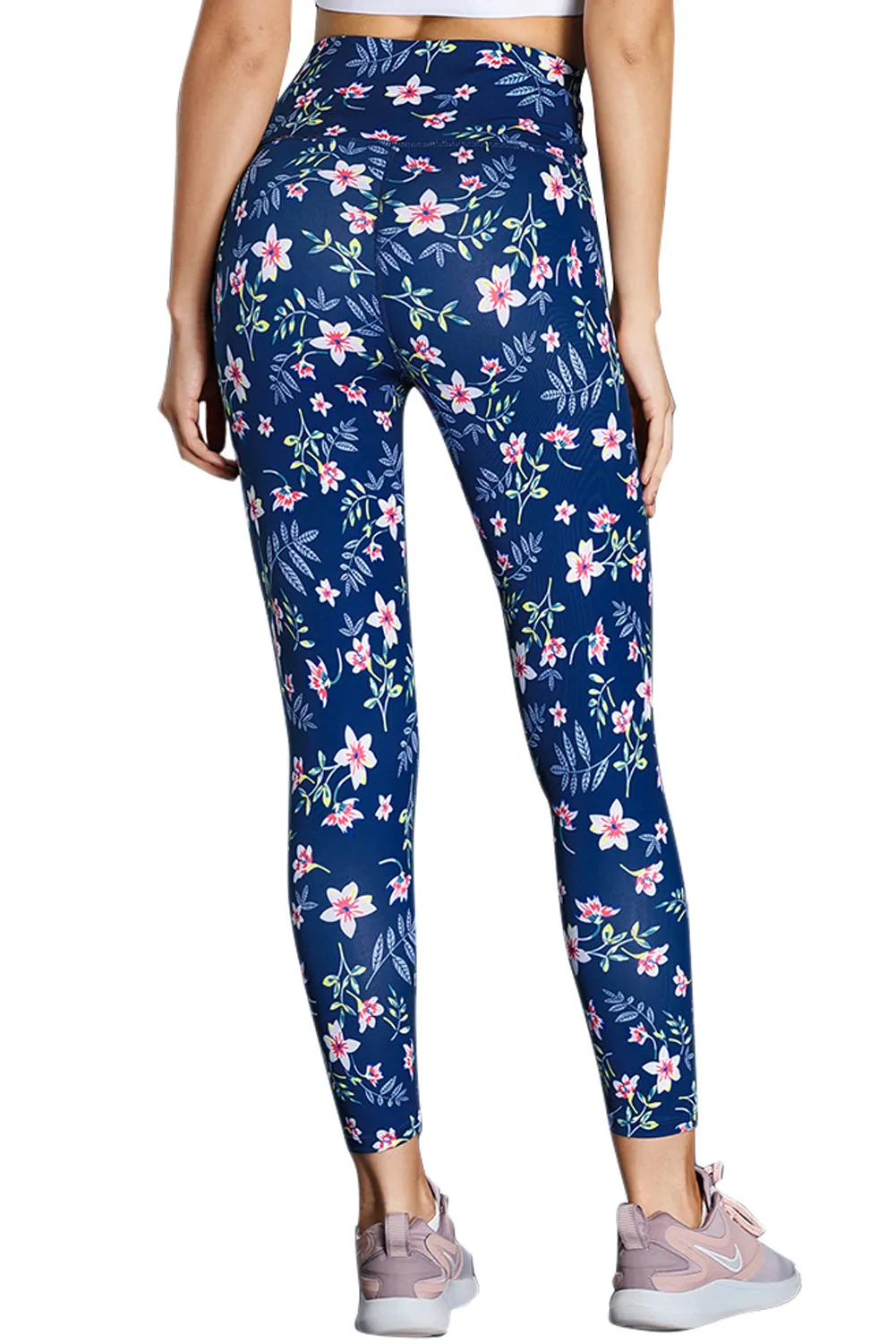High Waist Floral Print Compression Womens Leggings