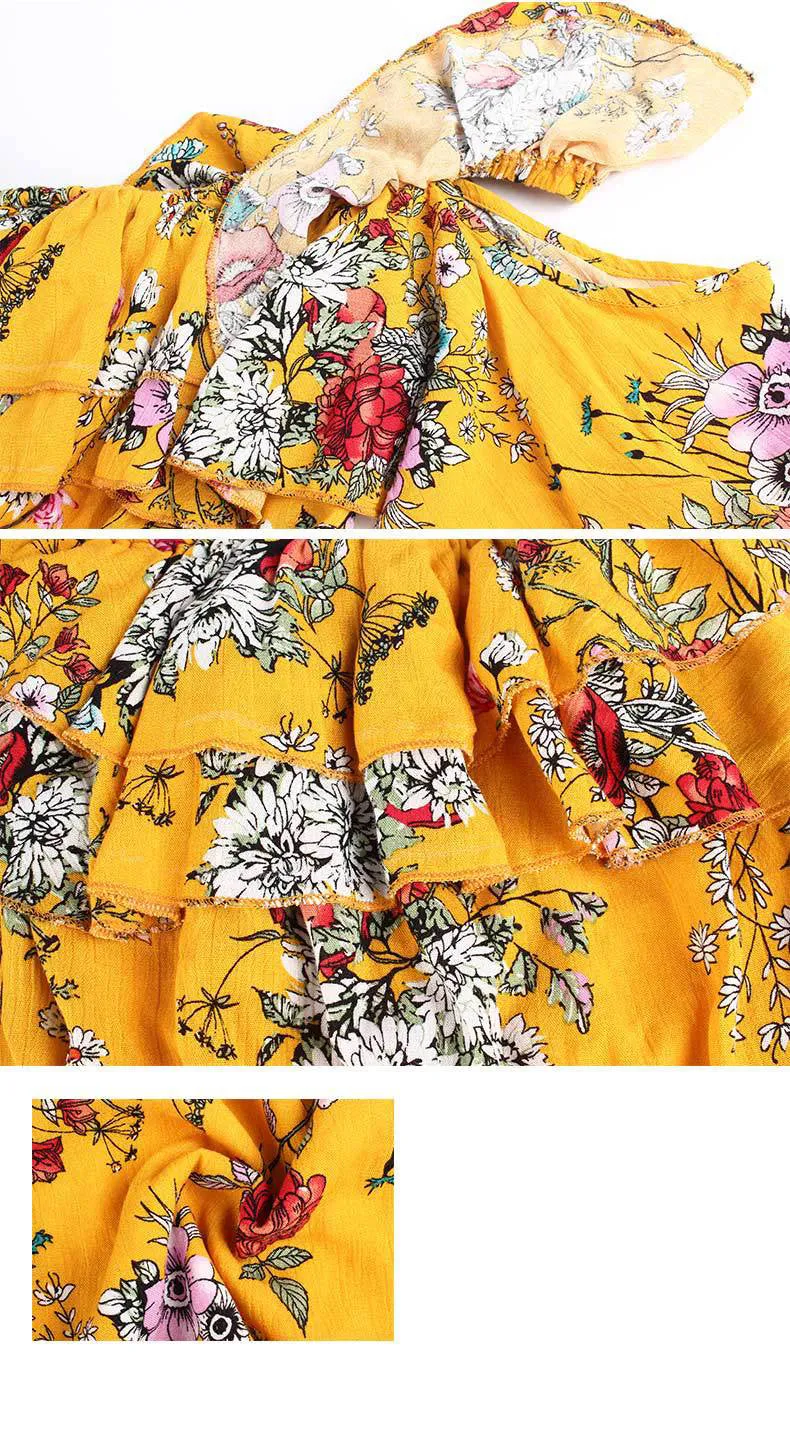 High Waist Slim Printed Holiday Beach Chiffon Jumpsuit