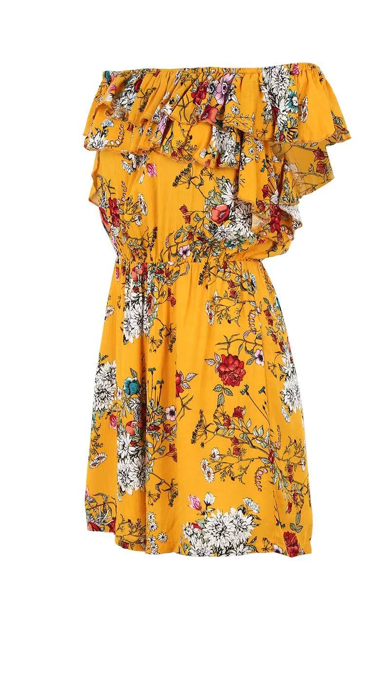 High Waist Slim Printed Holiday Beach Chiffon Jumpsuit
