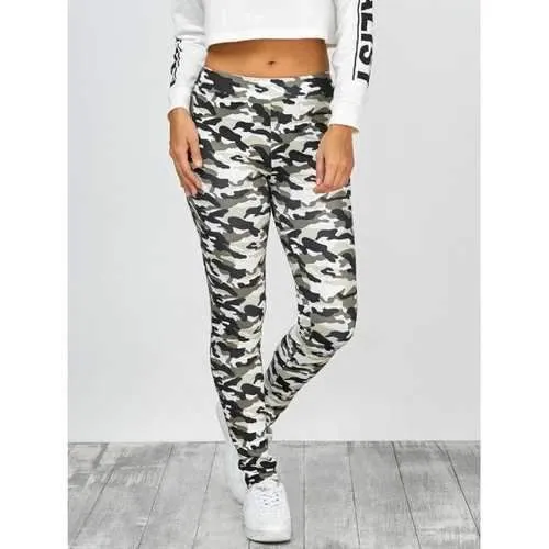 High Waisted Camo Leggings - Jungle Camouflage S