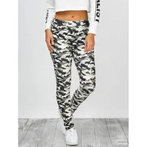 High Waisted Camo Leggings - Jungle Camouflage S