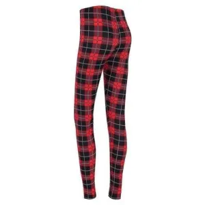 High Waisted Plaid Christmas Leggings - Checked S