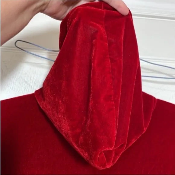 Hoodie Footie Velour Pajamas Onesie Cardinal Red Pj Feetie Pockets Thumb Hole M