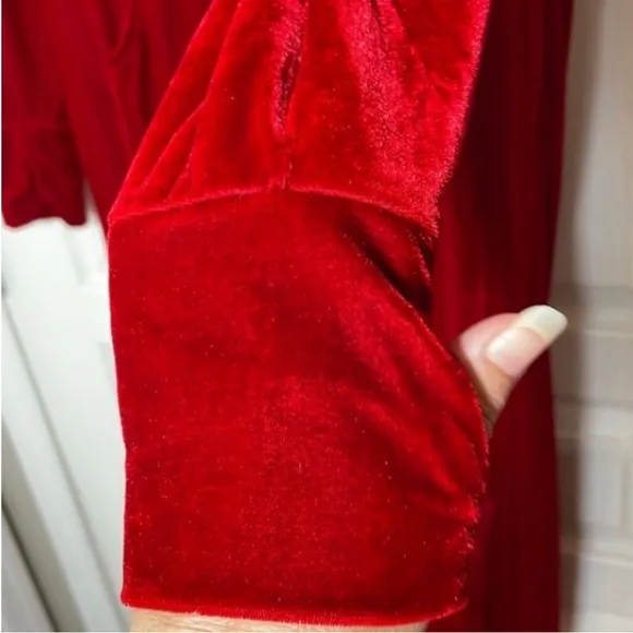 Hoodie Footie Velour Pajamas Onesie Cardinal Red Pj Feetie Pockets Thumb Hole M