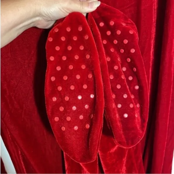 Hoodie Footie Velour Pajamas Onesie Cardinal Red Pj Feetie Pockets Thumb Hole M