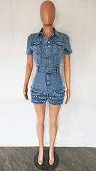 Hot selling tassel denim jumpsuit AY3419