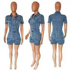 Hot selling tassel denim jumpsuit AY3419