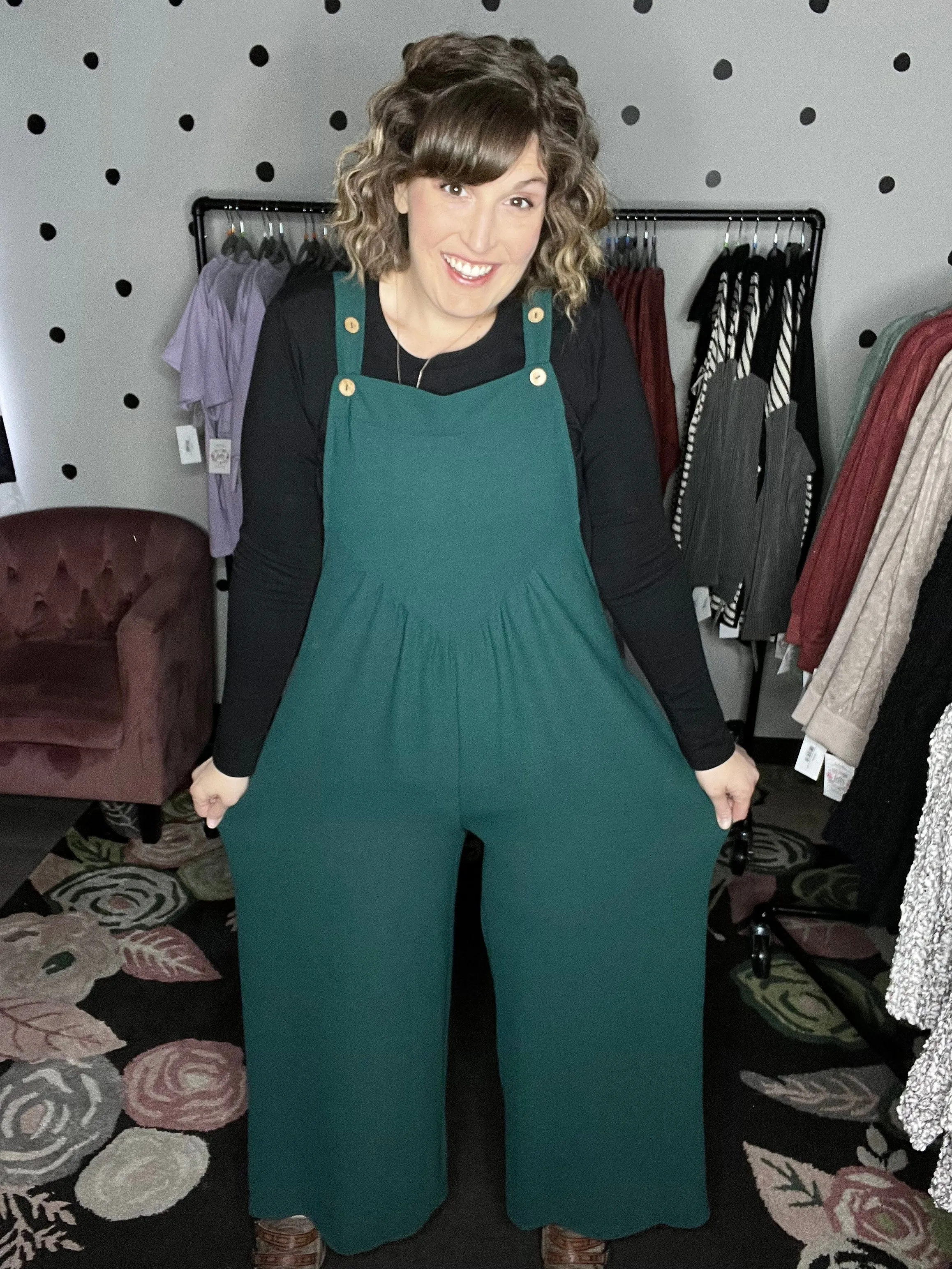 Hunter Green Wide Leg Jumpsuit
