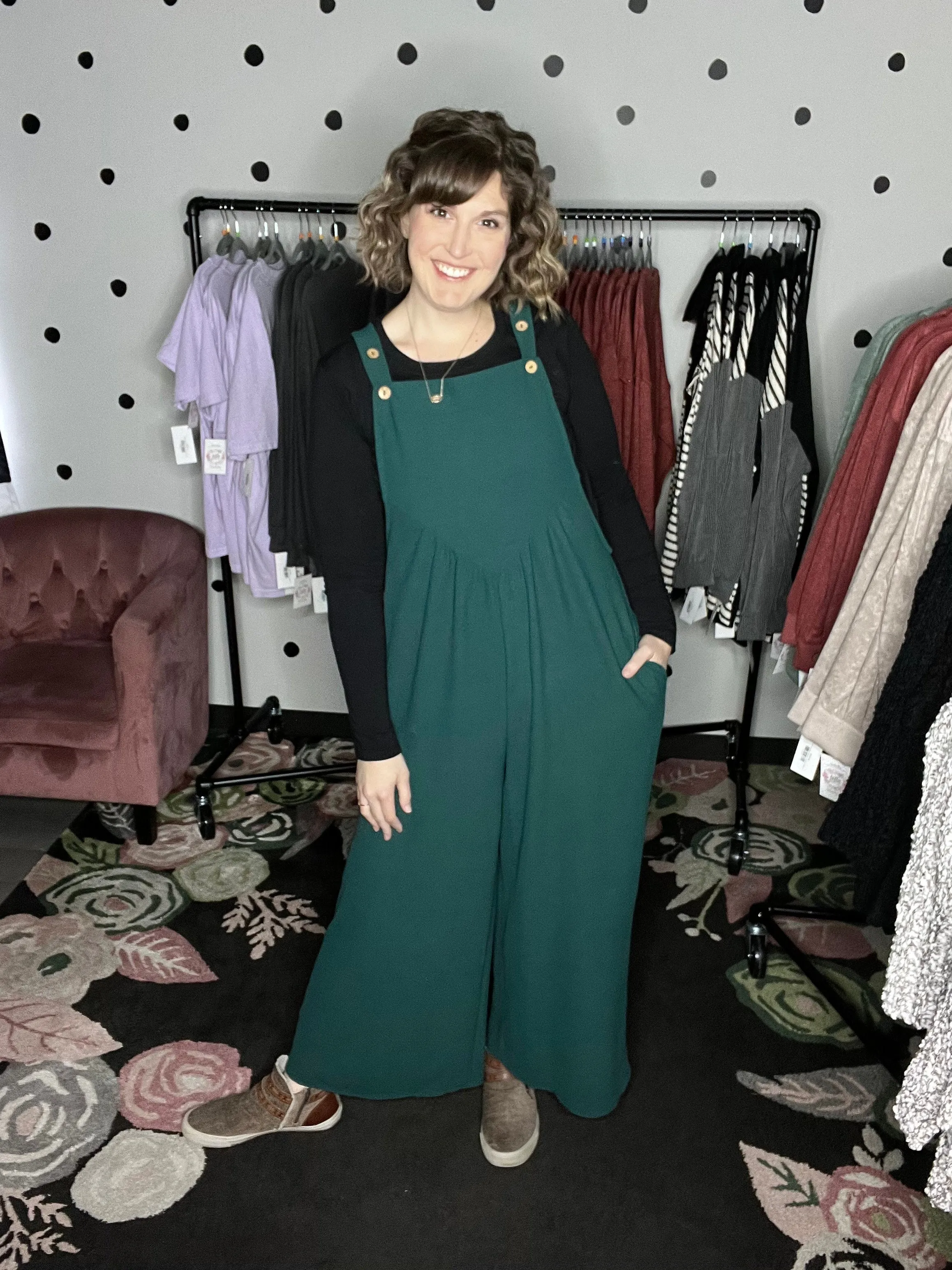 Hunter Green Wide Leg Jumpsuit
