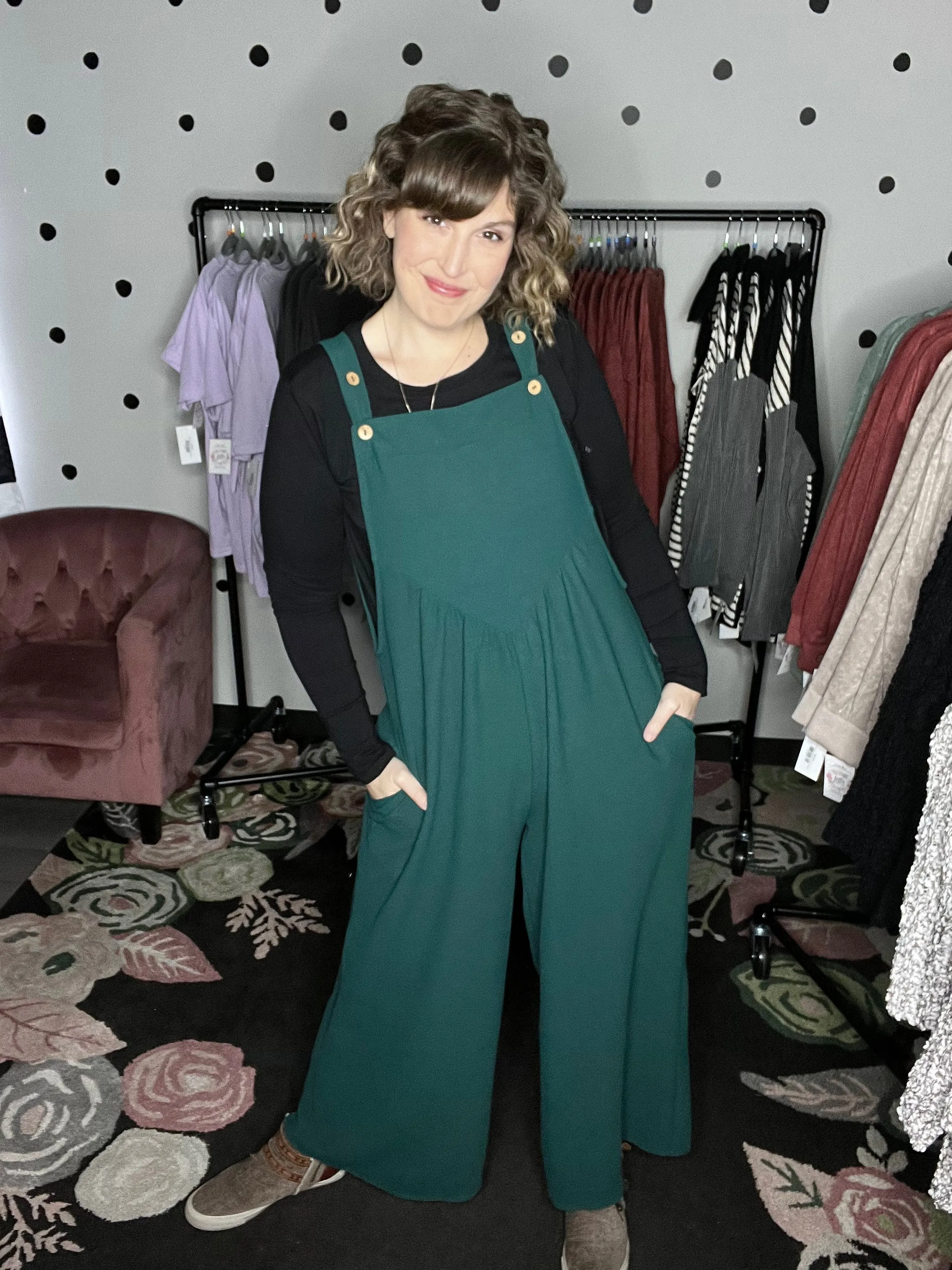 Hunter Green Wide Leg Jumpsuit