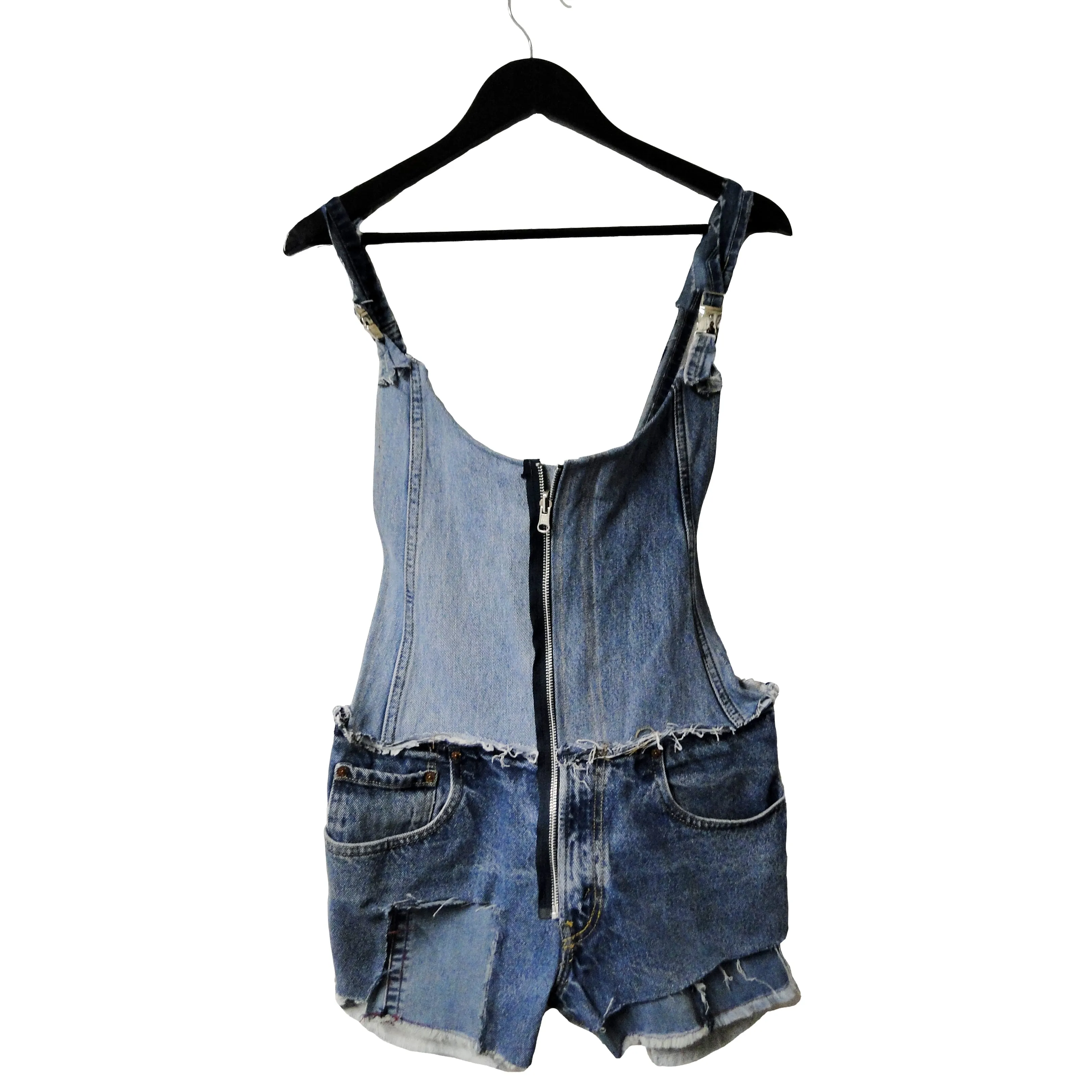 I Want It All - Genderless, Upcycled Denim Short Overalls