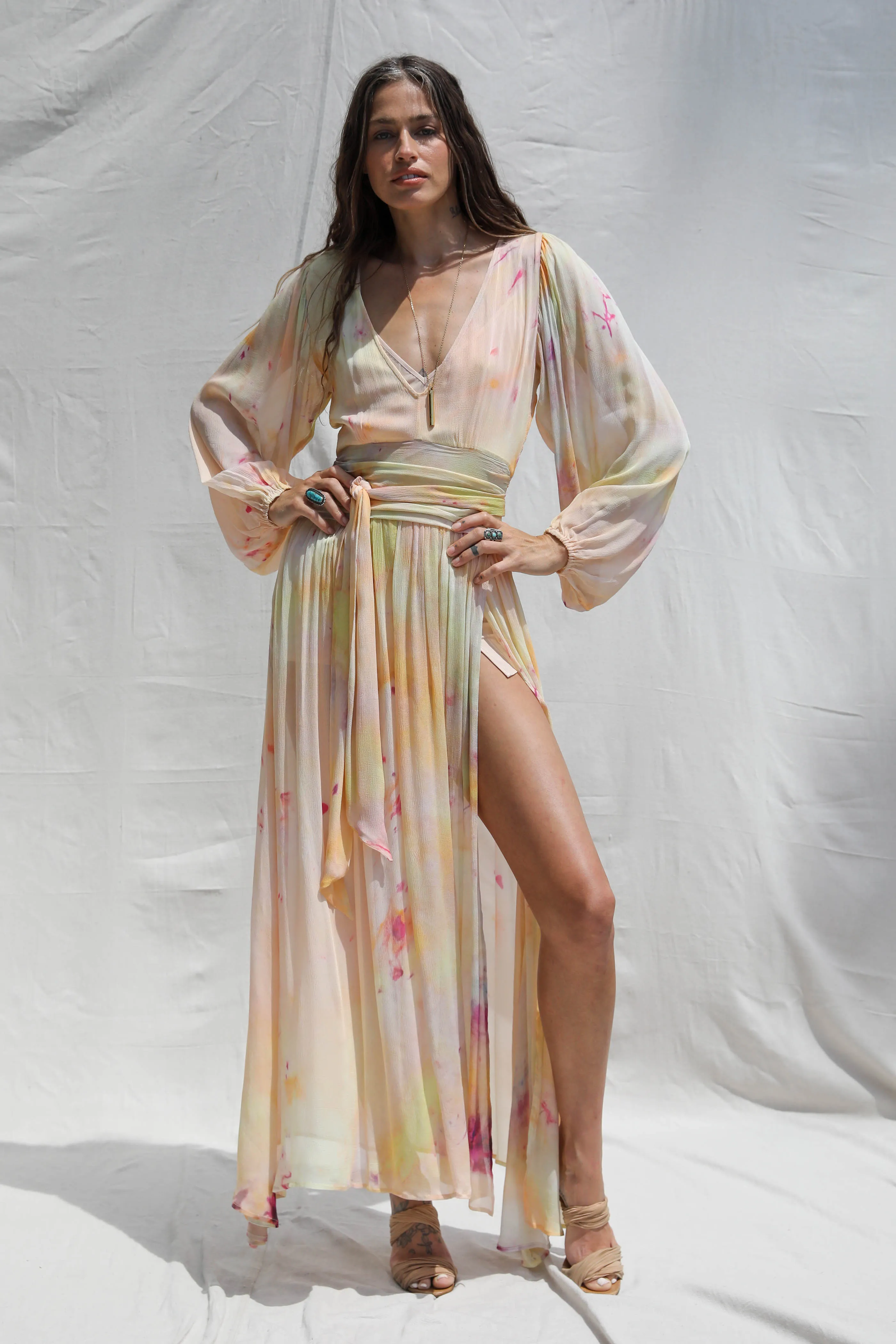 Ice dyed Lapis Maxi  Dress