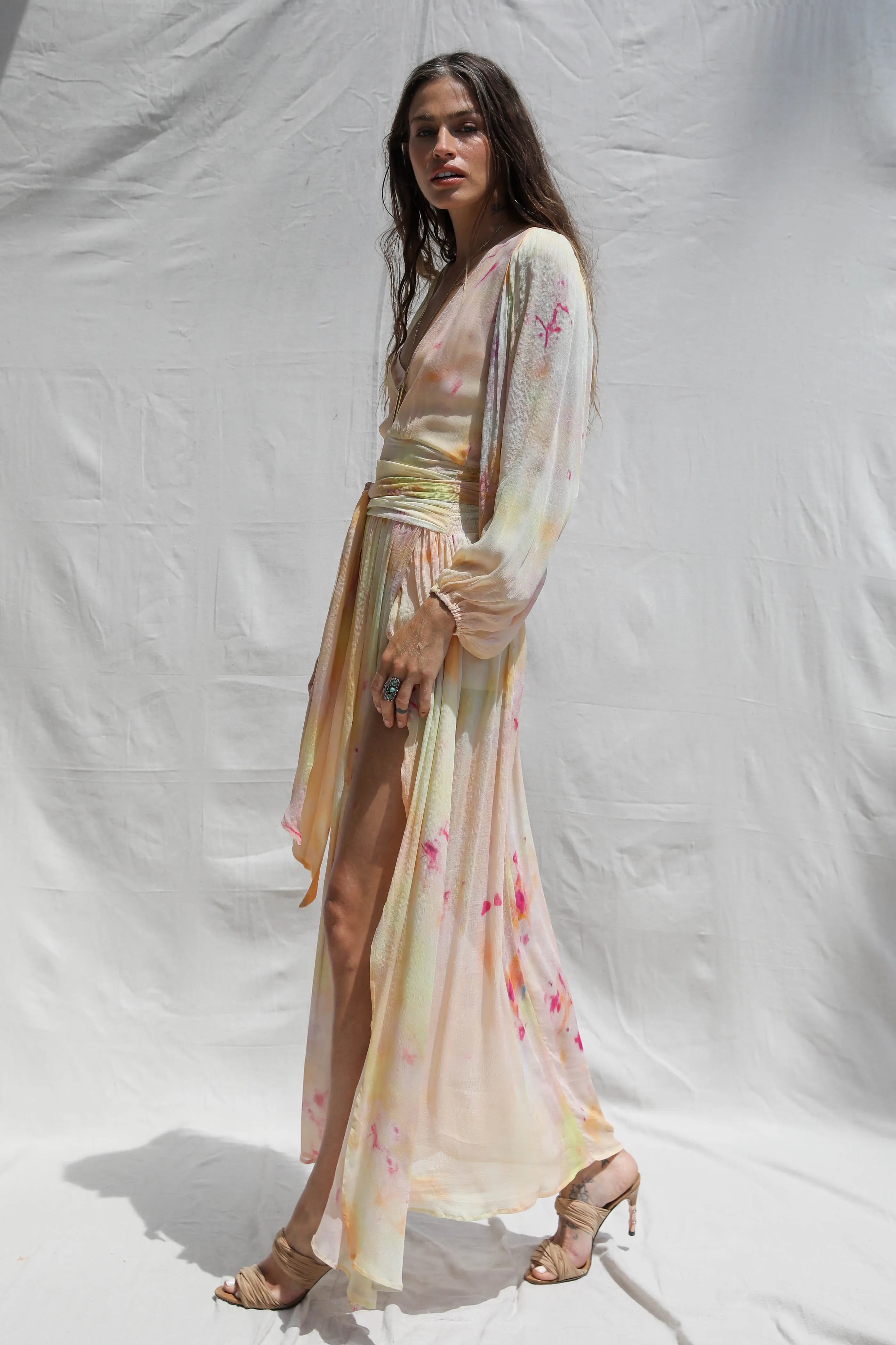 Ice dyed Lapis Maxi  Dress