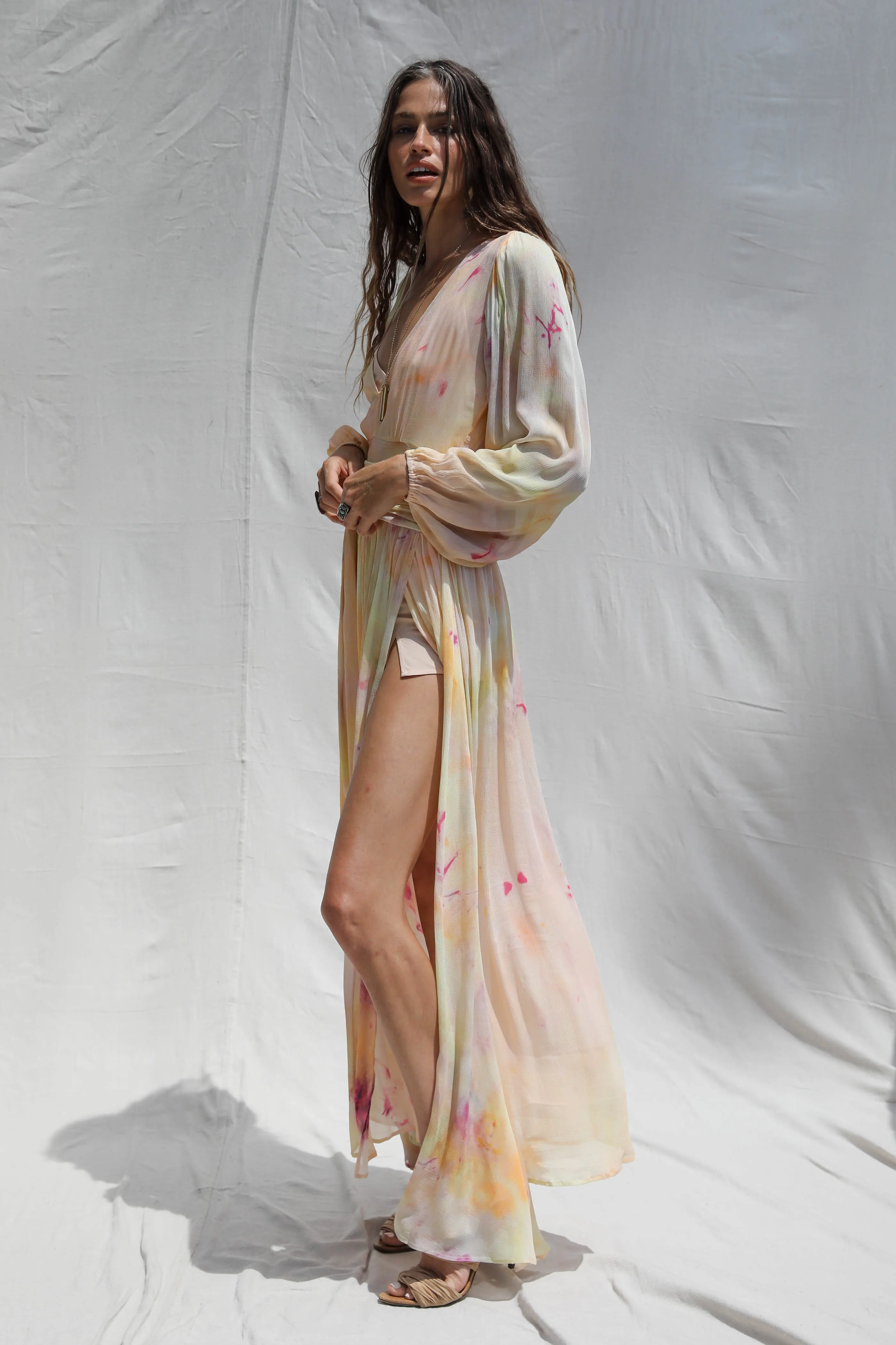 Ice dyed Lapis Maxi  Dress