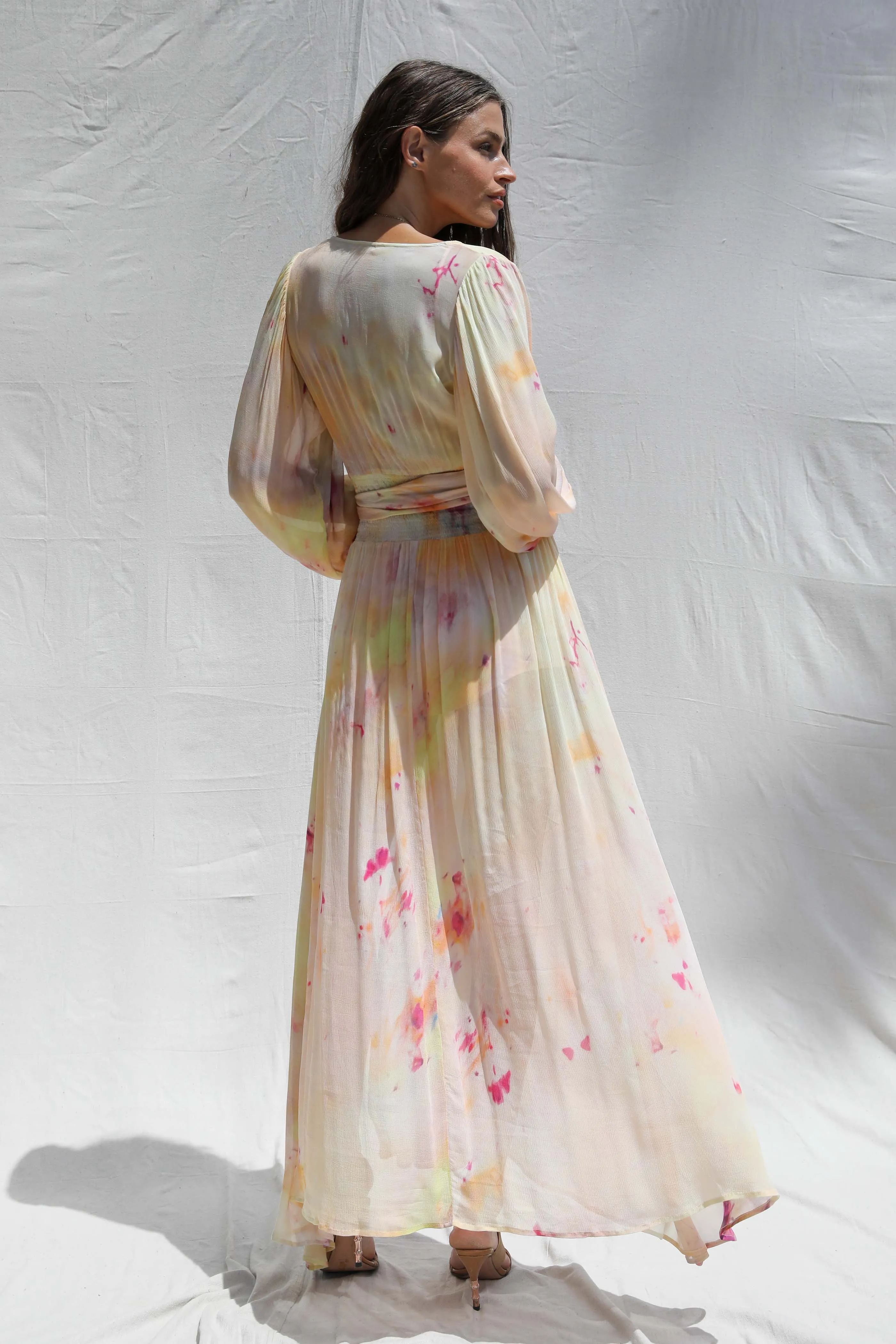 Ice dyed Lapis Maxi  Dress
