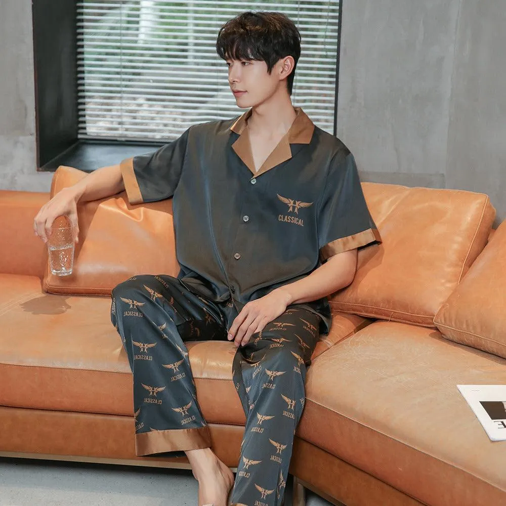 Ice Silk Pajamas Couples Homewear Set