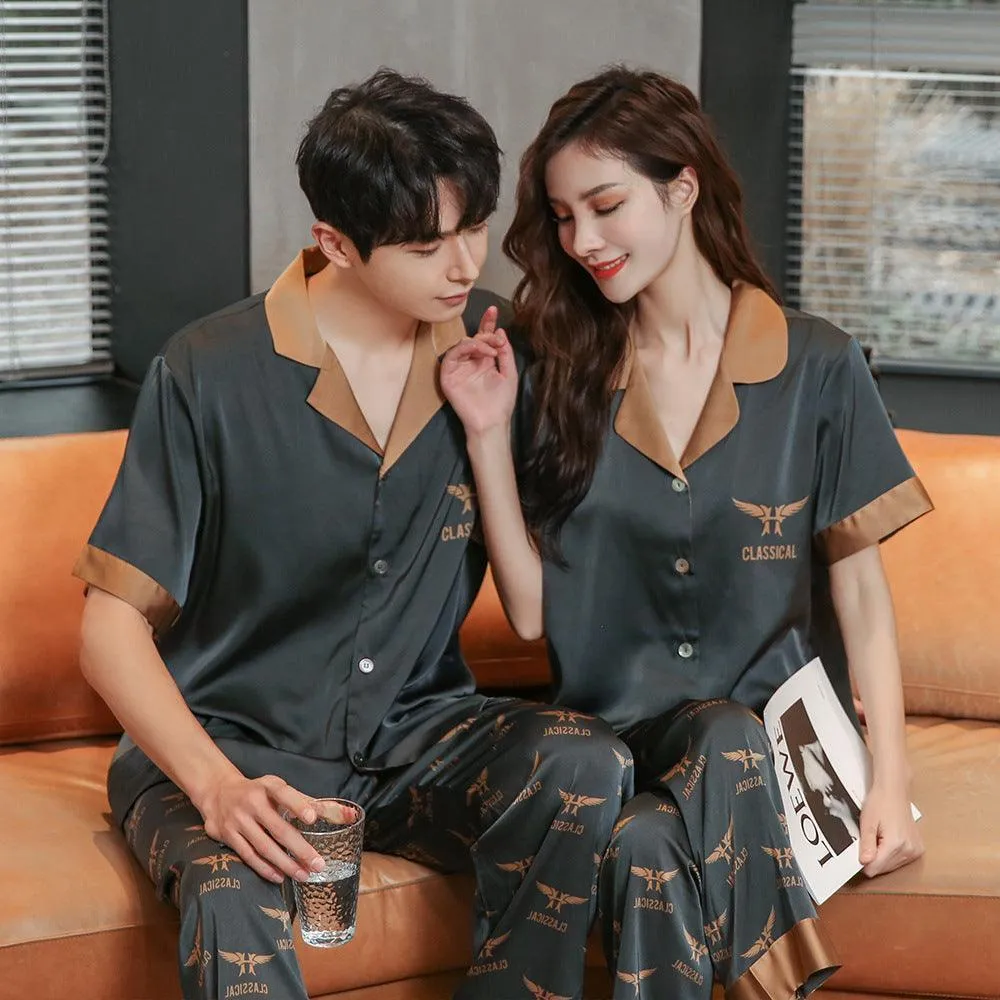 Ice Silk Pajamas Couples Homewear Set