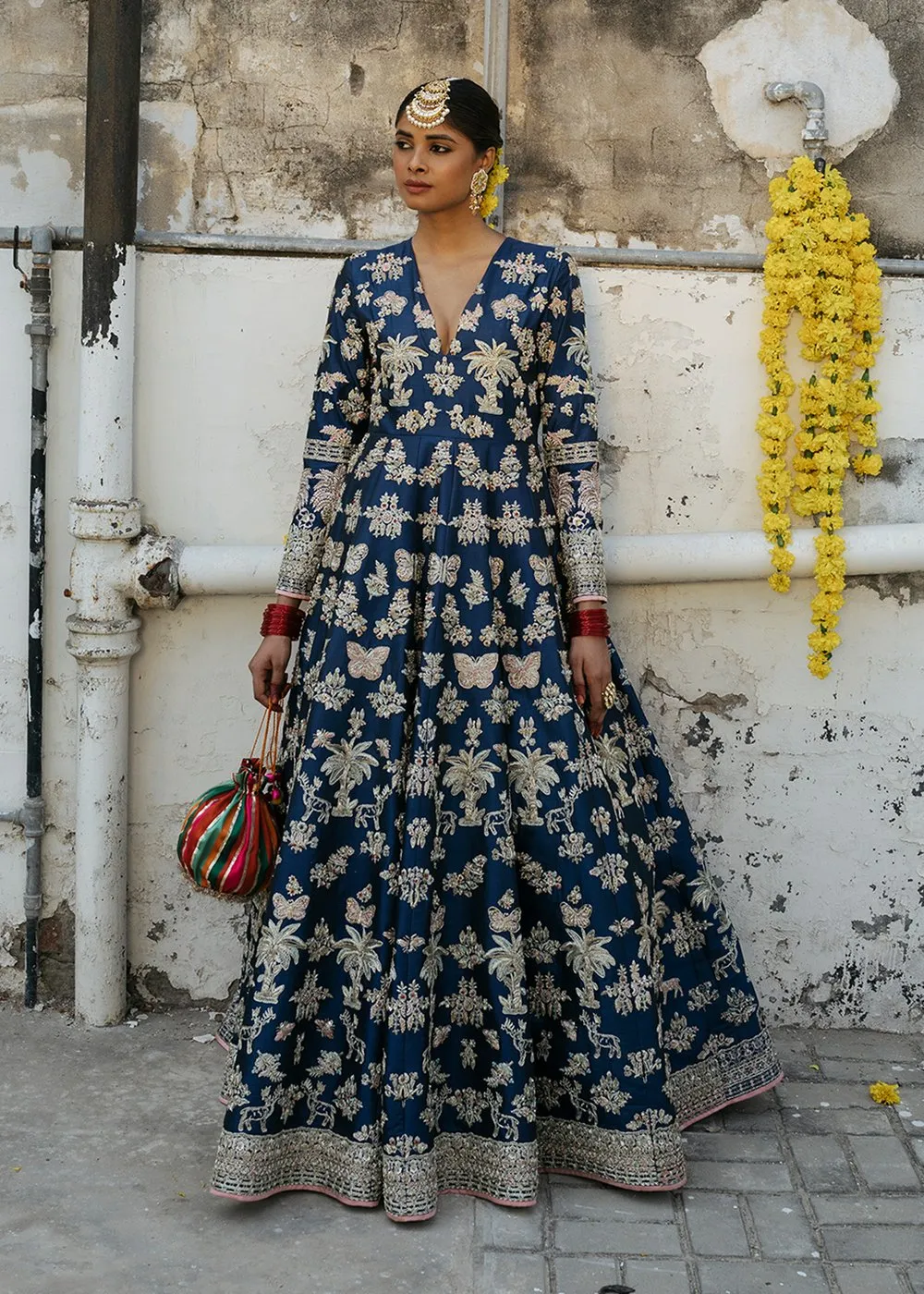 Indian Bridal Long Maxi in Blue Color for Wedding #J4311