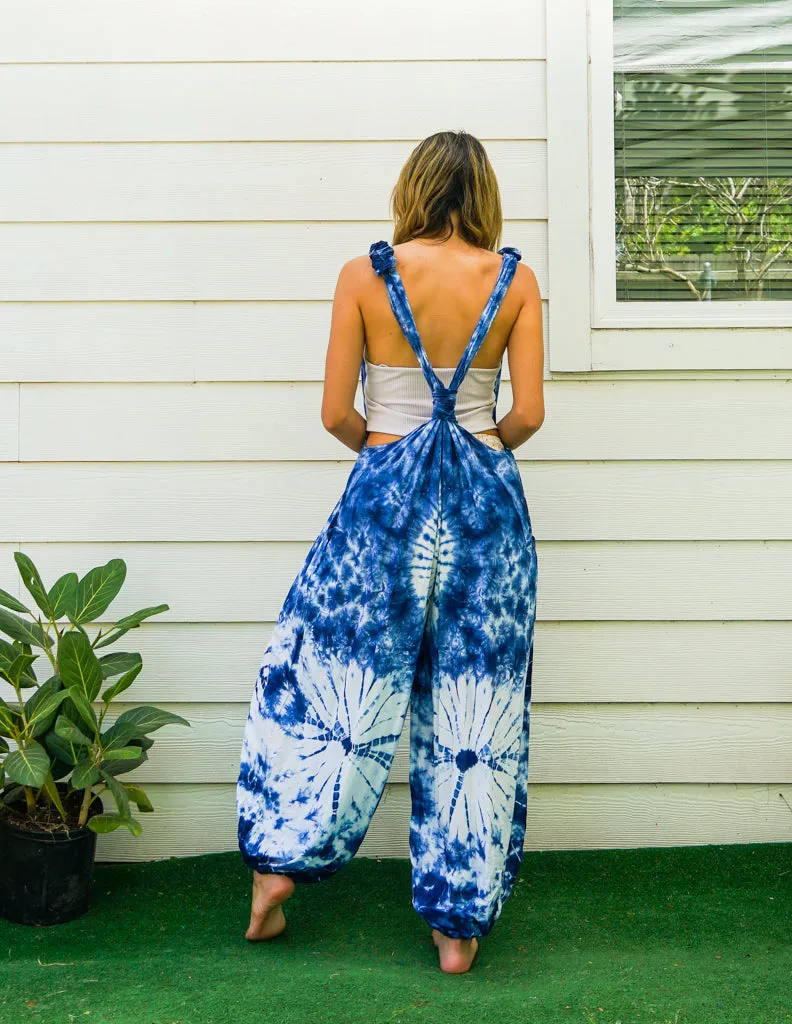 Indigo Petal Racerback Dungarees Jumpsuit Romper
