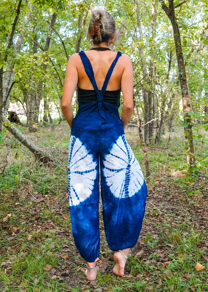 Indigo Starburst Racerback Dungarees Jumpsuit Romper