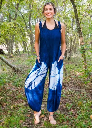 Indigo Starburst Racerback Dungarees Jumpsuit Romper