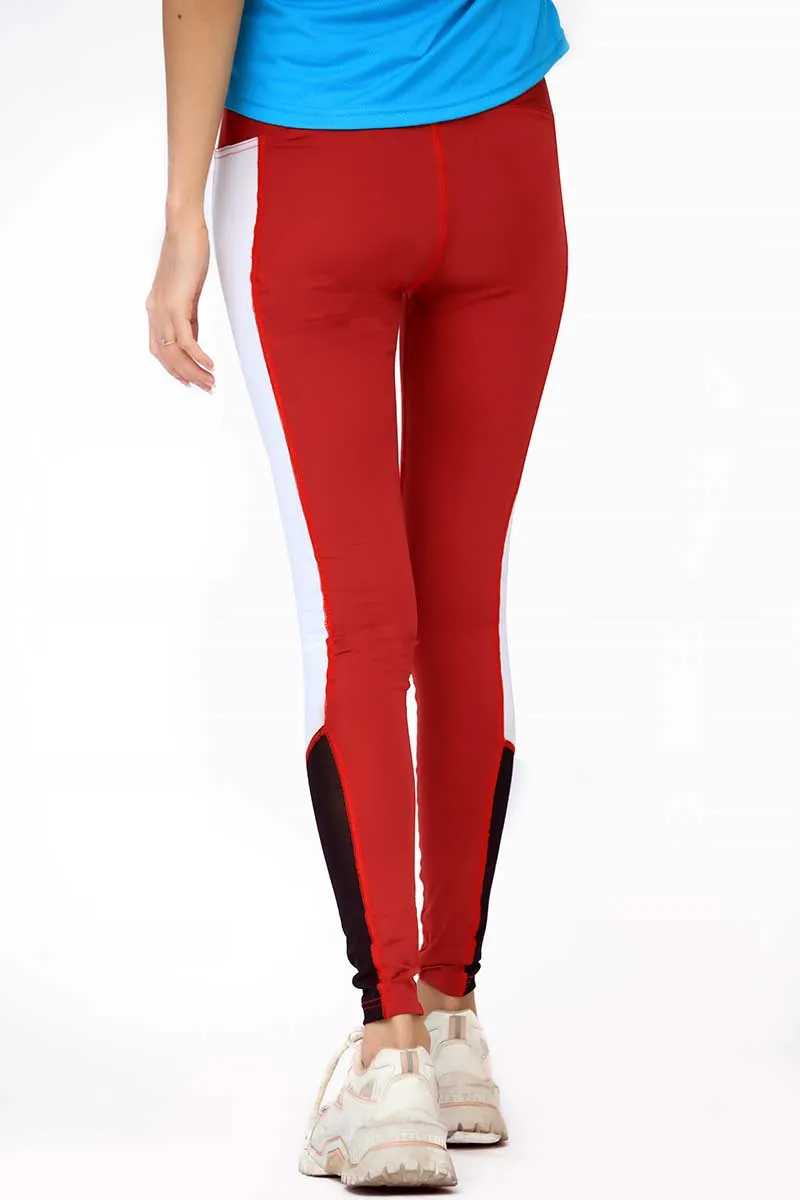 INFINITY CONTRAST ULTRA HIGH WAISTED MESH LEGGINGS-RED