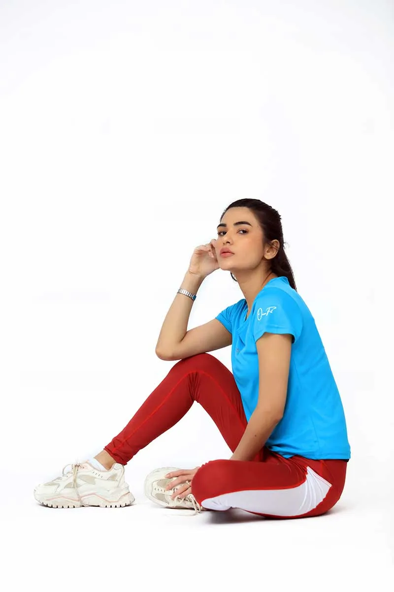 INFINITY CONTRAST ULTRA HIGH WAISTED MESH LEGGINGS-RED