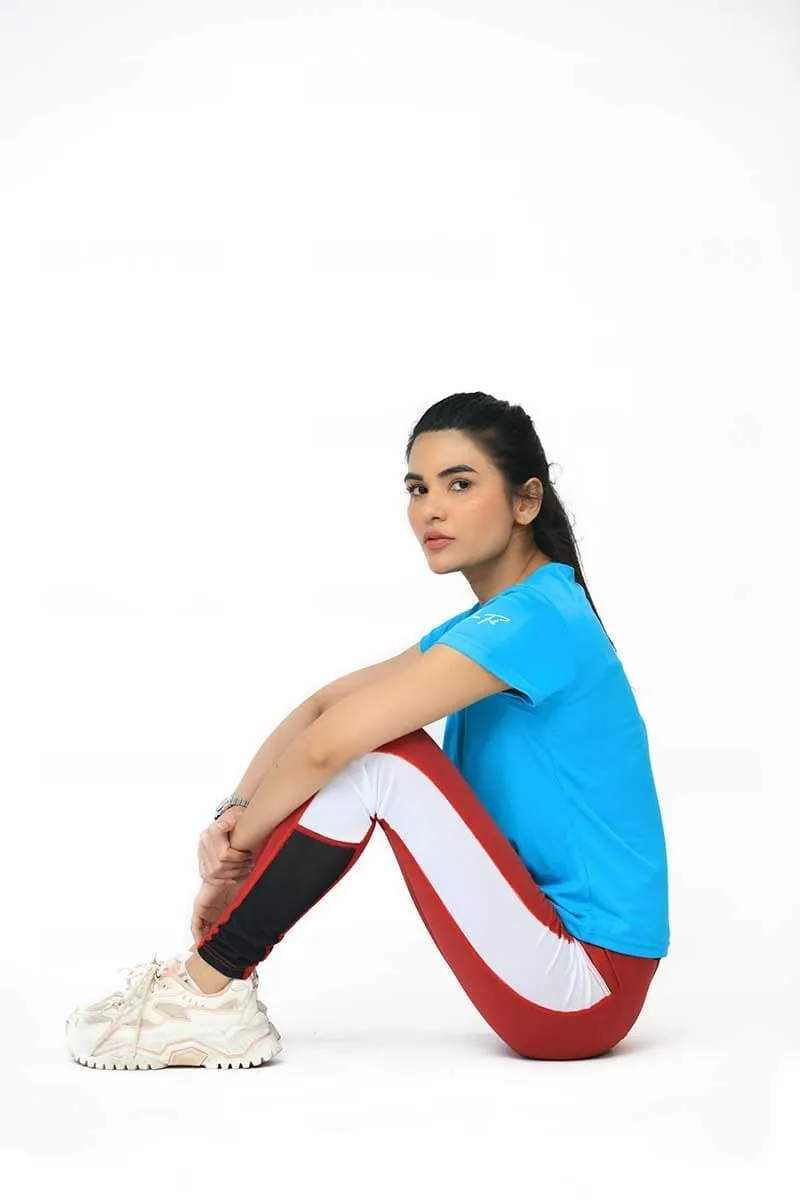 INFINITY CONTRAST ULTRA HIGH WAISTED MESH LEGGINGS-RED