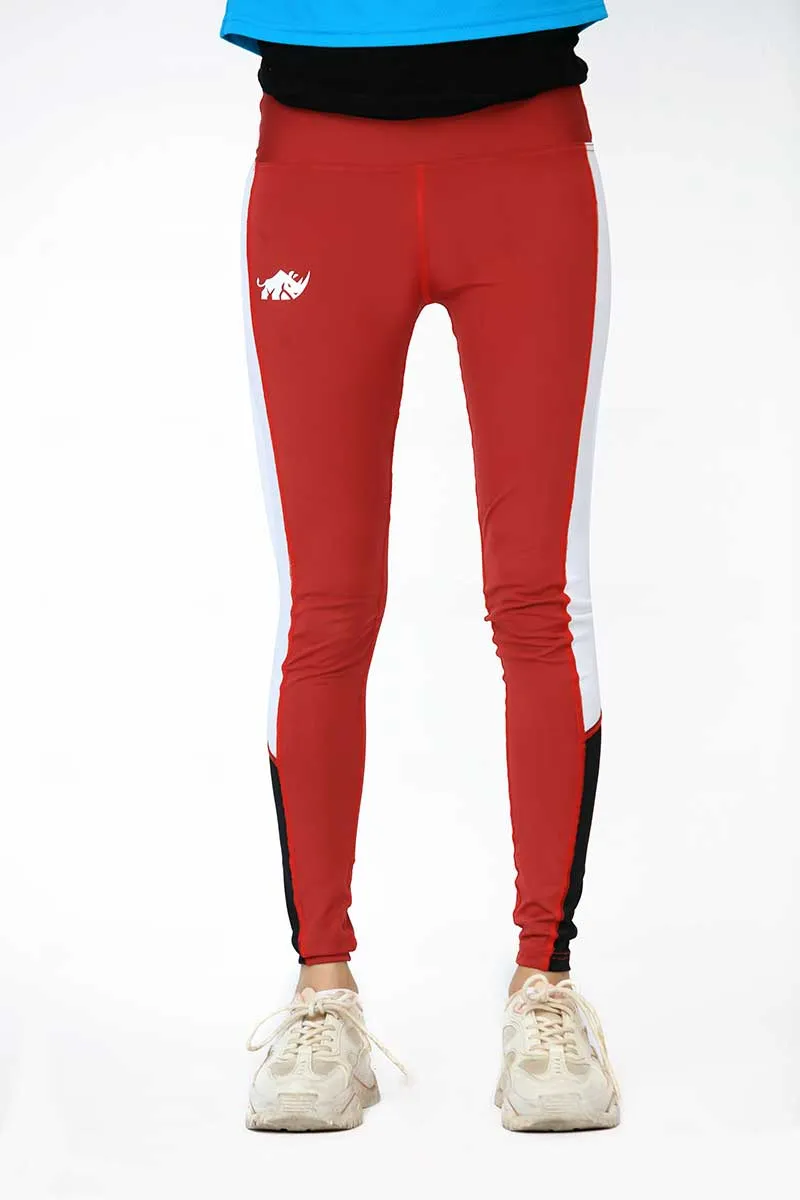 INFINITY CONTRAST ULTRA HIGH WAISTED MESH LEGGINGS-RED