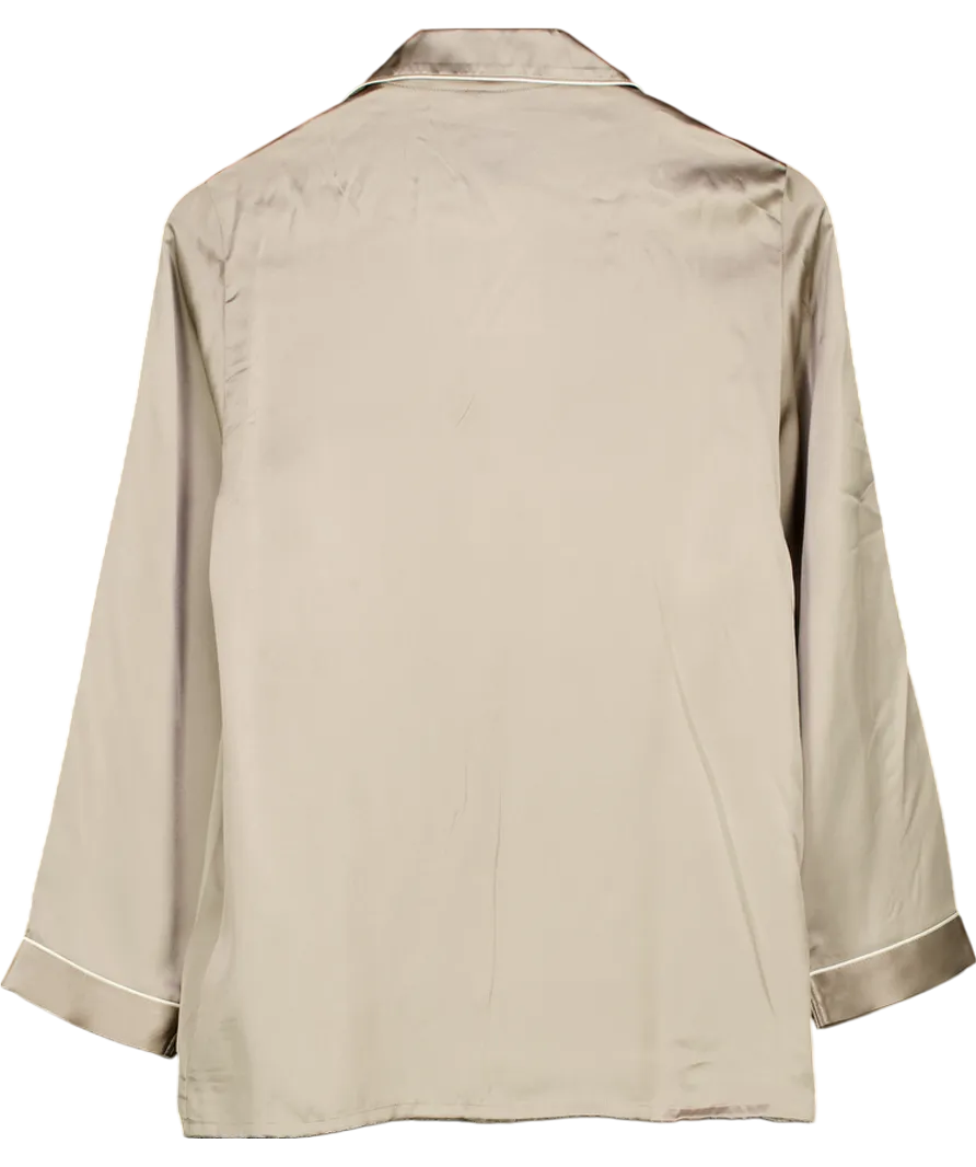 intimissimi Grey Mannish-cut Long Sleeve Silk Satin Shirt UK S