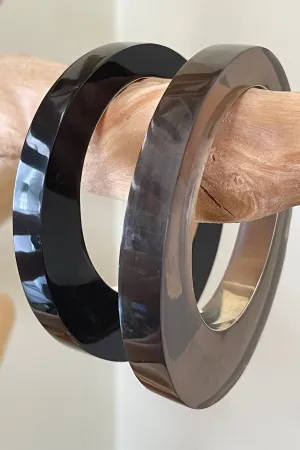 Iris - Resin Sterling Silver Bracelet - Black