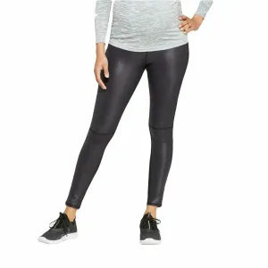 Isabel Maternity Faux Front Leather Active Leggings with Crossover Panel