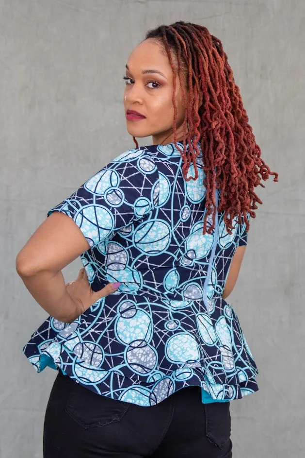 Isara Double Peplum- Blue/Black